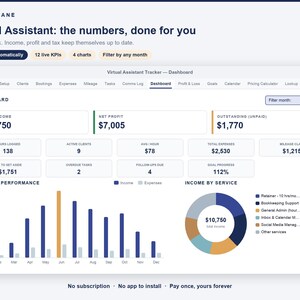 Asistente virtual de contabilidad y planificación de clientes / Control de horas, facturación a clientes, consulta de ganancias / Plantilla de Excel / Pago único