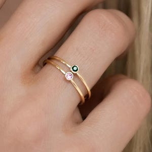 Custom Birthstone Stacking Ring, Dainty Birthstone Ring, Personalized Family Jewelry, Bridesmaid Gift for Her, Gifts for Mom*STACKABLE GIFT*