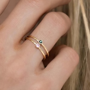 Personalized Tiny Birthstone Ring, Stacking Birthstone Ring, Dainty Family Ring, Minimalist Jewelry, Personalized Gift *Stackable Ring Gift*