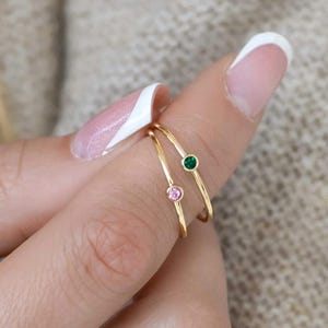 Custom Birthstone Rings, Dainty Stacking Rings, 18K Gold Birthstone Ring, Family Minimalist Jewelry *STACKABLE RING GIFT*
