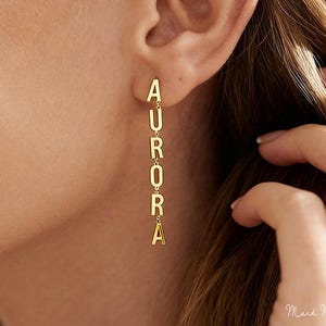 Custom Minimalist Initial Earrings - 2-8 Uppercase Letter Earrings - Gold Dangle & Drop Earrings - Everyday Earrings - Gift mom and her*EA73
