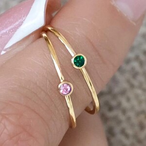 Custom Tiny Birthstone Stacking Ring, Dainty Birthstone Ring, Minimalist Family Jewelry, Personalized Gift *Stackable Ring Gift*