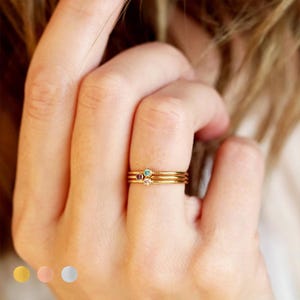 Personalized Tiny Birthstone Ring, Stacking Birthstone Ring, Dainty Family Ring, Minimalist Jewelry, Personalized Gift *Stackable Ring Gift*