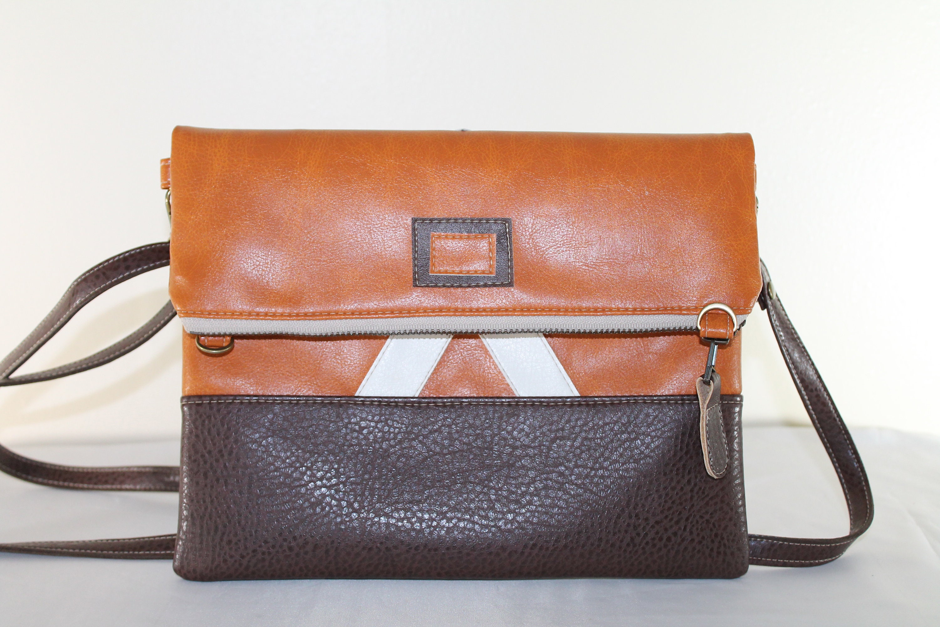 2Tone Faux Leather CrossBody Fold over iPad Pro Travel Bag Etsy