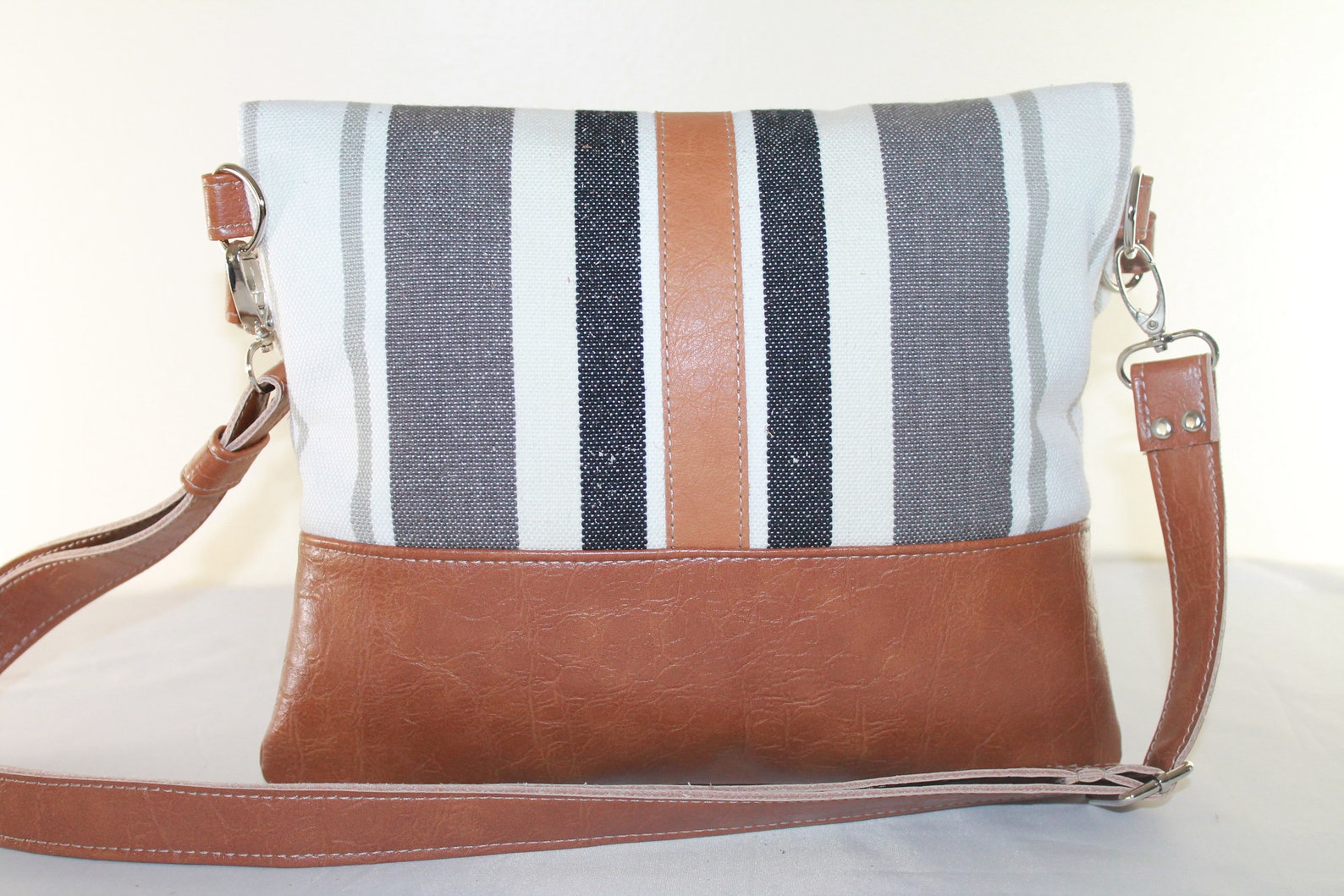 Stripe Fold Over Clutch & Cross Body Detachable Strap Etsy