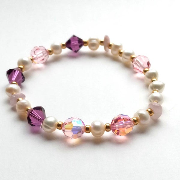 Swarowski beads Kunzite bracelet pearls bracelet, freshwater pearls girls women gift jewelry jewelry miyuki beads bracelet perlé