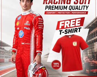 Premium Karting F1 Go-Kart-Rennanzug Charles Leclerc #16 Lewis Hamilton #44 Personalisierbar CIK FIA Level 2 Geschenk für ihn