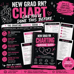 Guía de registro para enfermeras recién graduadas / Hoja de referencia rápida de documentación para enfermeras registradas / Consejos de referencia y registro clínico para enfermería