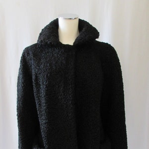 Vintage 1940s Black Short Jacket Lamb's Wool Reversible California ...