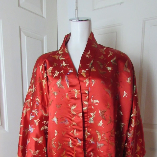 ASIAN ROBE one size fits most Red/ Butterfly Pattern Men/Woman/ Unisex New Old Stock