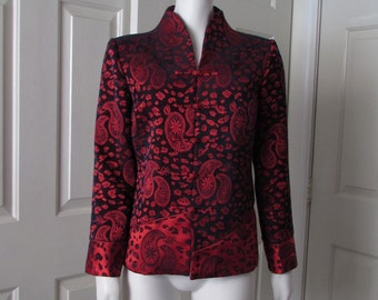 Womans Jacket Asian Red Black /Blue high fashion Frog Button closure