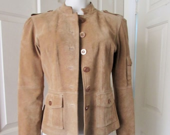 Womans Jacket bebe suede Leather light brown size Medium