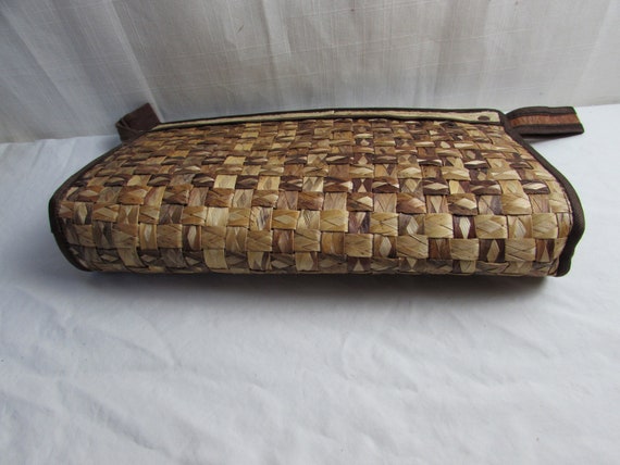 Clutch Purse Vintage Hawaiian woven Palm bark/bam… - image 5