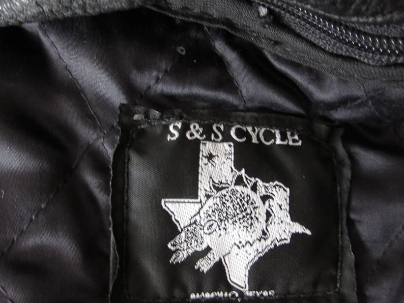 Harley Davidson Black Fringed Leather Jacket Orange detail size S