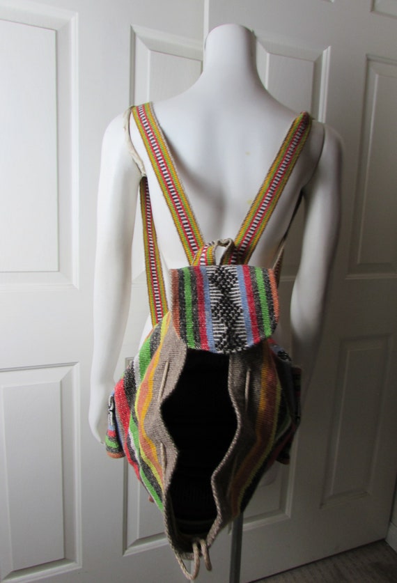 Pinzon Back Pack Mexican Woven Multi-color Multi Pocket Boho  display picture 2