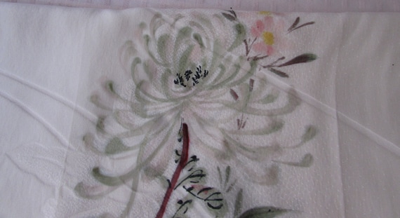 Scarf White Hand painted Vintage 1950s High fashi… - image 9