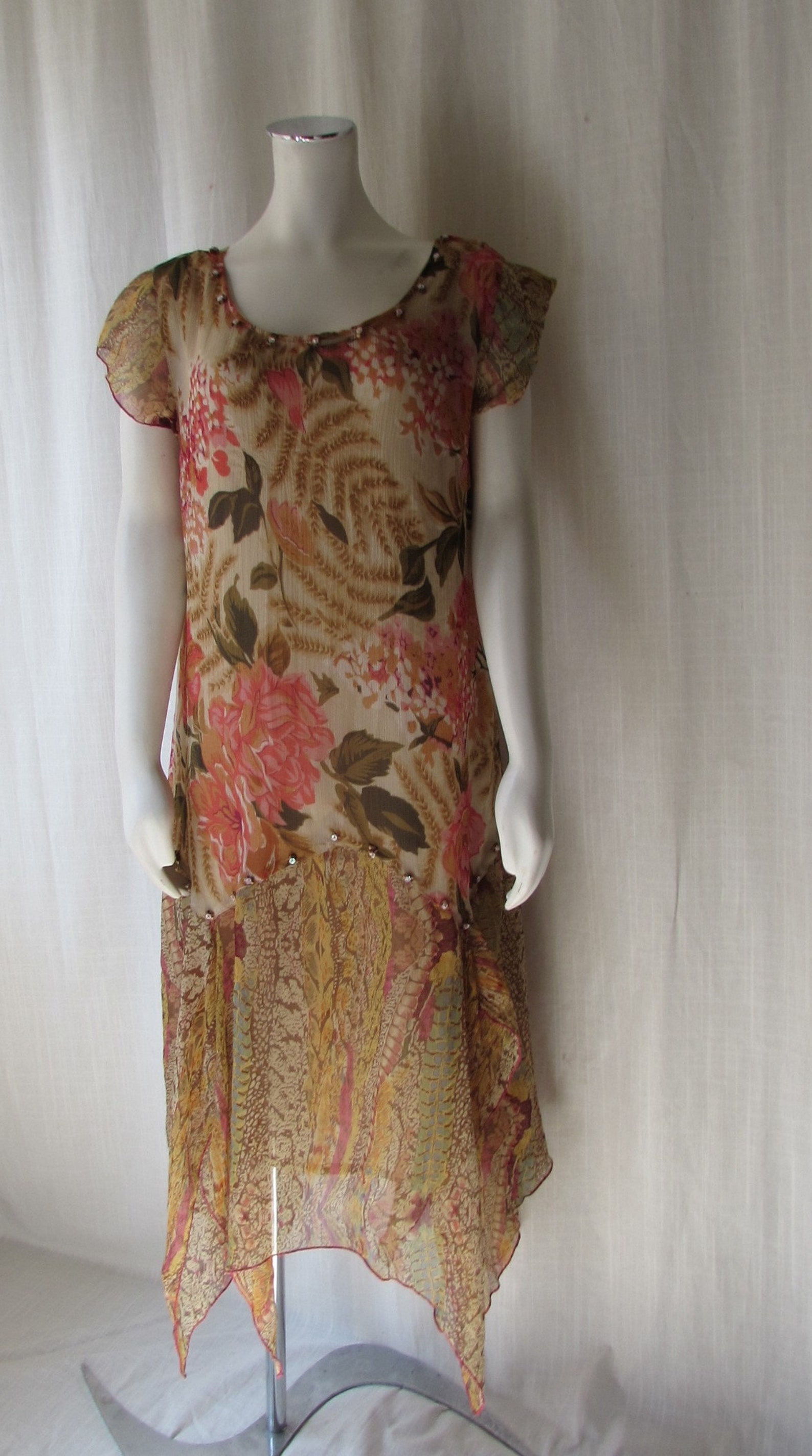 DRESS Long Lightweight Handkerchief Hem Boho High Fashion Fall - Etsy