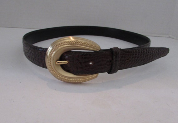 Leather Belt Gold Buckle - image 1