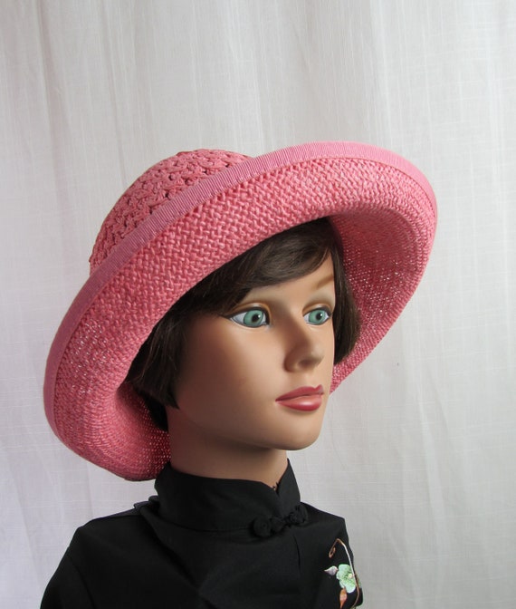Womans Italian made  SUMMER PINK HAT made in Italy designer Filippo Catarzi  Church Event Photo Shoot