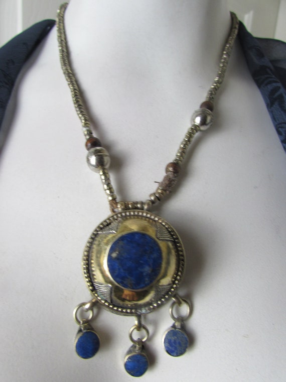 Silver and Lapis Necklace 1960s Pakistani or Afgh… - image 2