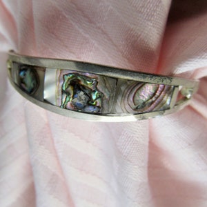 BRACELET ABALONE MEXICAN Silver 925 Vintage Clamper