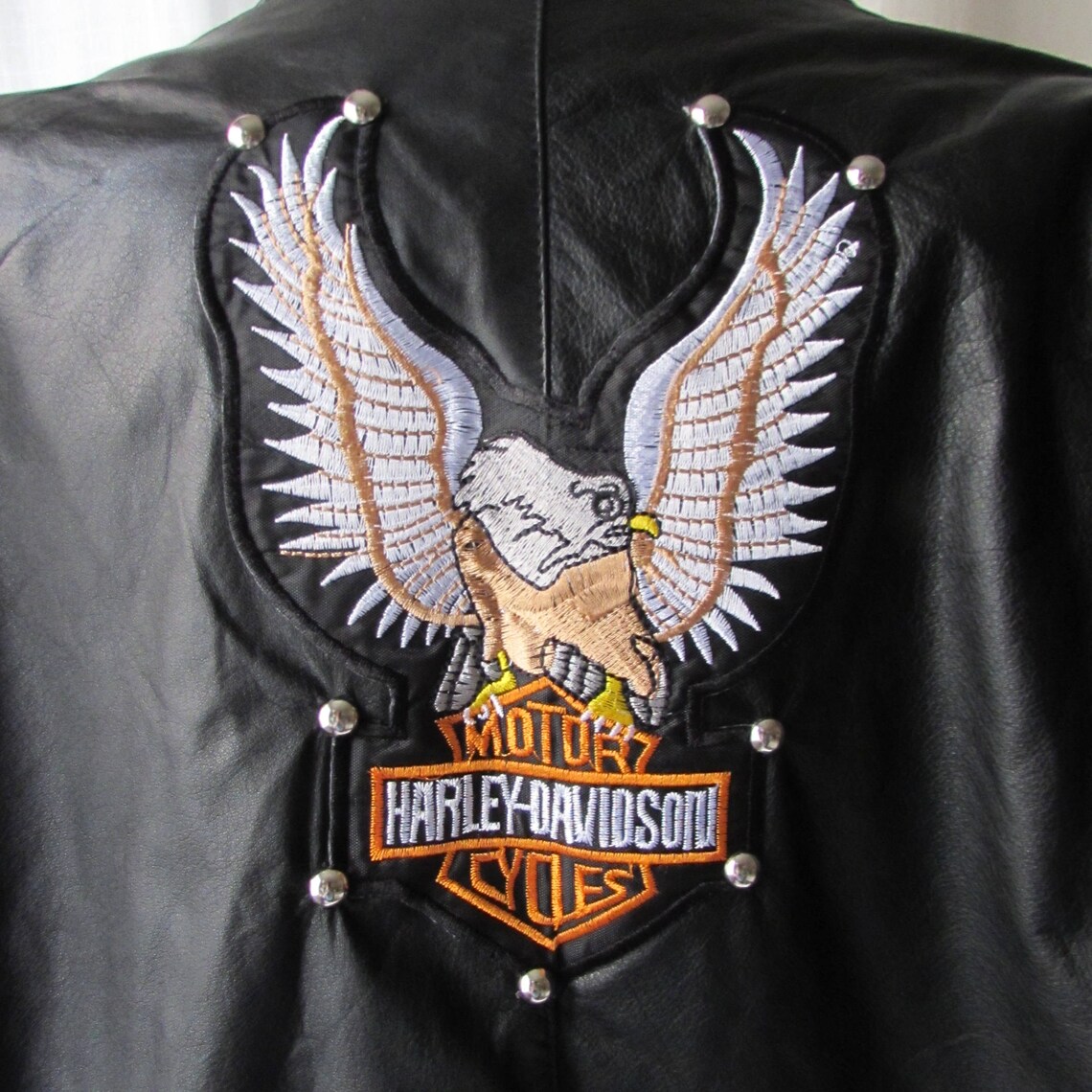 Harley Davidson Leather Jacket Womans Large Two Logos Front | Etsy