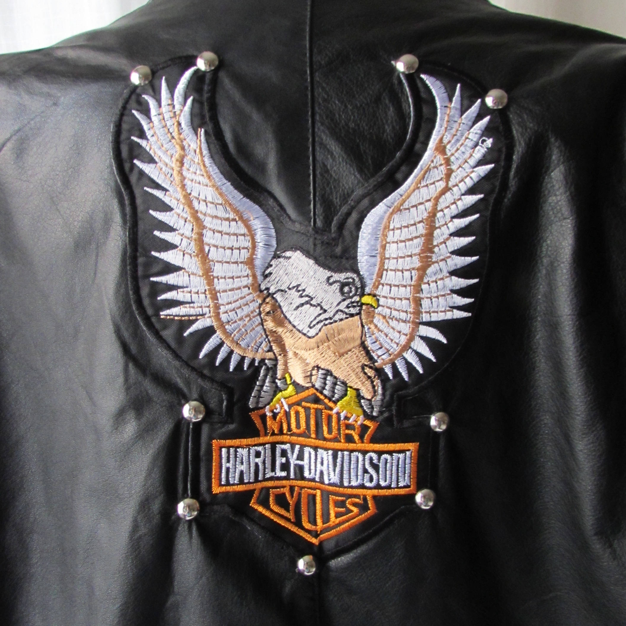 Harley Davidson Leather Jacket Womans Large Two Logos Front Harley Davidson Leather Jacket Womans Large Two Logos Front