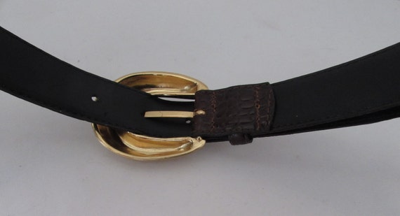 Leather Belt Gold Buckle - image 4