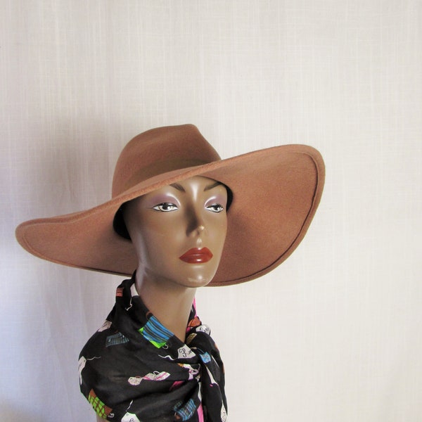 HAT/ Womans wool large brim hat/ adjustable inside KITCH brand