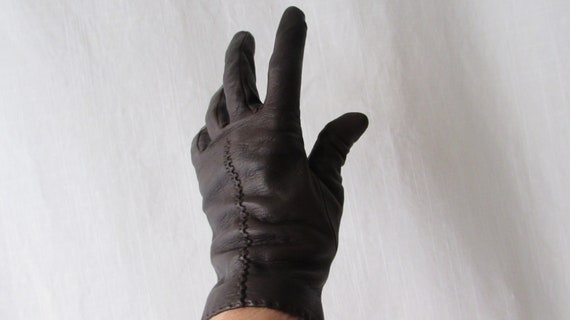 GLOVES Womans Dark Brown Italian Leather size 7 d… - image 6