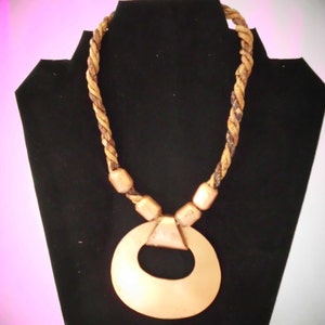 NECKLACE Vintage COPPER and Jute NECKLACE c. 1960