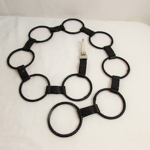 BELT /BLACK LEATHER Silver Buckle Adjustable high fashion Boho Retro