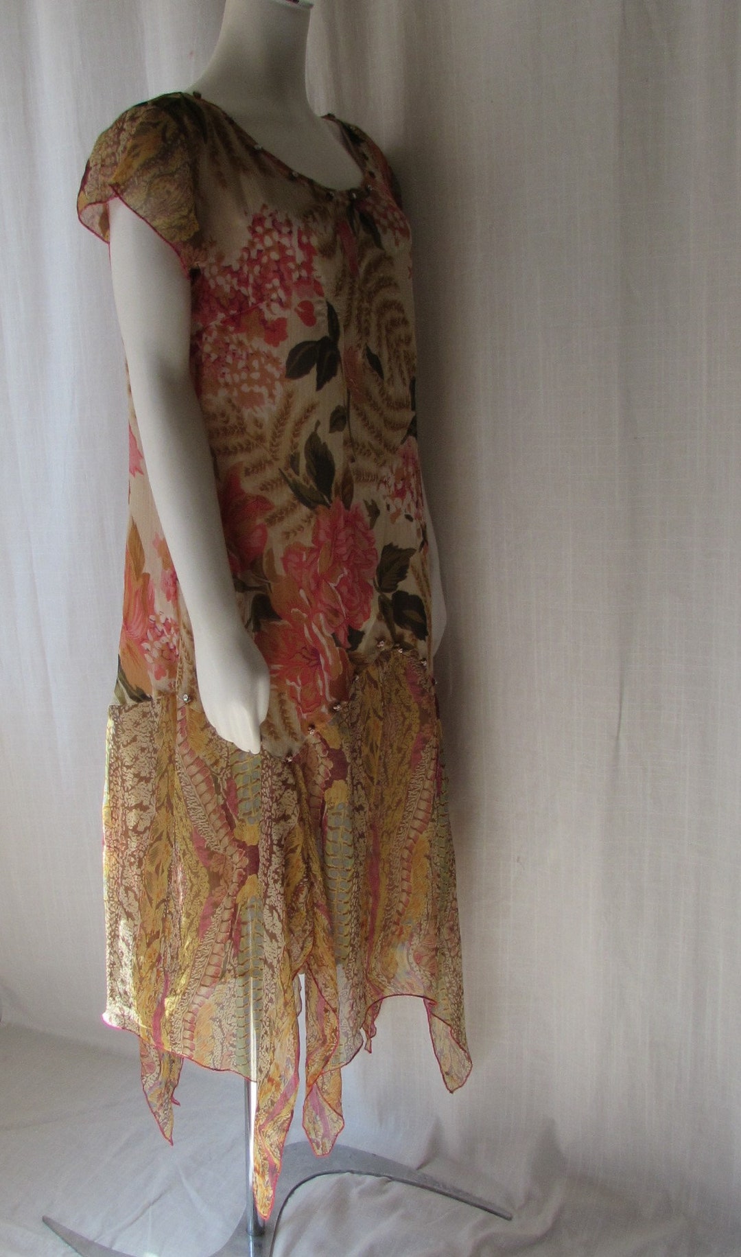 DRESS Long Lightweight Handkerchief Hem Boho High Fashion Fall - Etsy