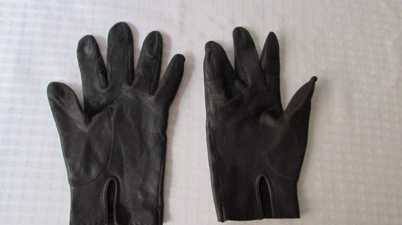 GLOVES Womans Dark Brown Italian Leather size 7 d… - image 3