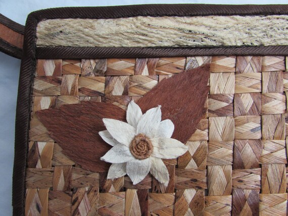 Clutch Purse Vintage Hawaiian woven Palm bark/bam… - image 8