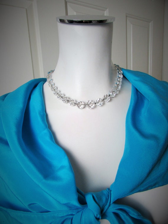 VINTAGE CRYSTAL NECKLACE 1950s Austrian cut cryst… - image 3