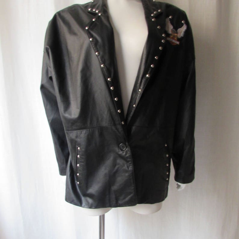 Harley Davidson Leather Jacket Womans Large Two Logos Front - Etsy