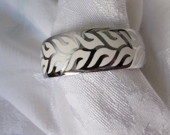 CUFF BRACELET STAINLESS white silver contemporary design