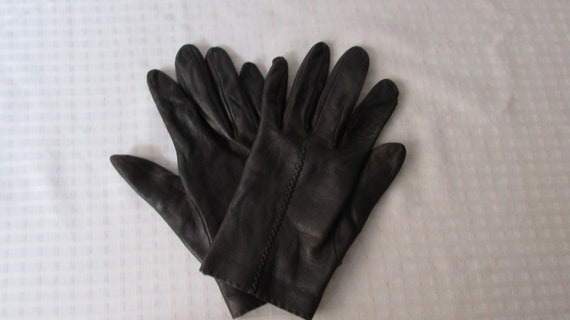 GLOVES Womans Dark Brown Italian Leather size 7 d… - image 1