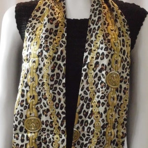 SHEER SCRAF High Fashion Designer Oblong Scarf Cheetah silk Blind Stitched