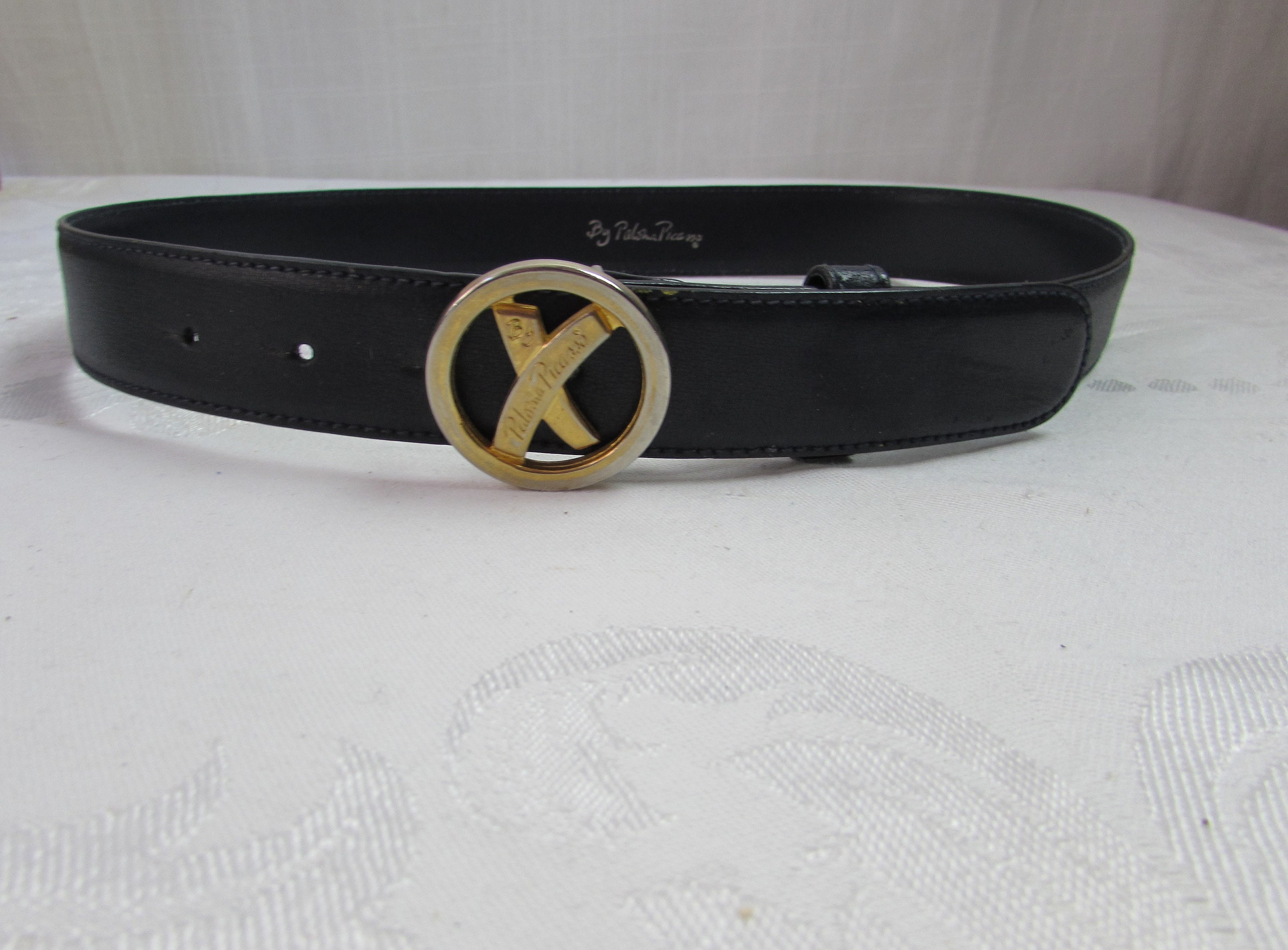 Paloma Picasso WOMANS LEATHER BELT Dark Blue - Etsy display picture 1