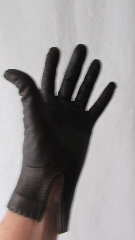 GLOVES Womans Dark Brown Italian Leather size 7 d… - image 2