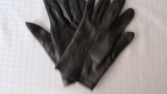 GLOVES Womans Dark Brown Italian Leather size 7 d… - image 8