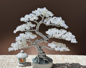 Opal Gemstone Tree, Handmade Bonsai, Tree of Life, Crystal Home Decor