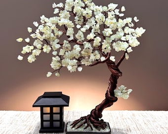 Large Jade Crystal Tree, Handmade Gemstone Bonsai, Tree of Life, Unique Home Decor