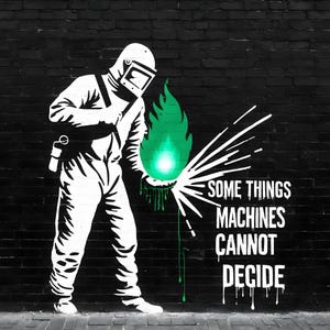 Some Things Machines Cannot Decide | AI Ethics Statement Stencil Art (Printable Digital Download)