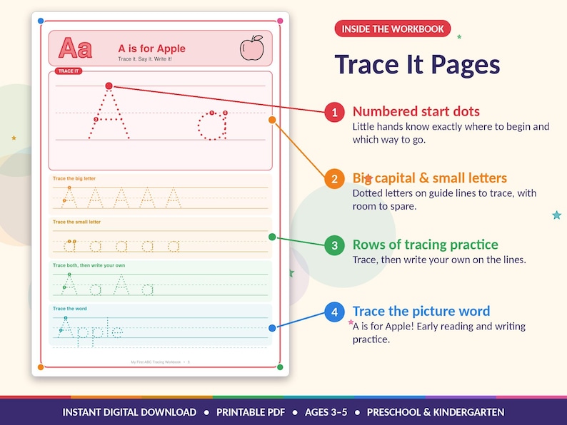 Alphabet Tracing Printable Workbook, Preschool ABC Worksheets, Letter ...