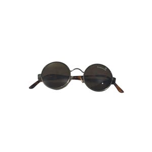 Vintage Round Sunglasses, Gunmetal Frame, Tortoise Arms, Unisex Retro Eyewear