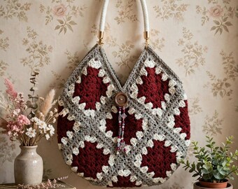 Lovely handmade crochet bag, fully lined with free shipping