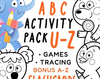 ABC Activity Pack U-Z | Preschool Alphabet Printable, Letter Tracing, Matching Games & Flashcards